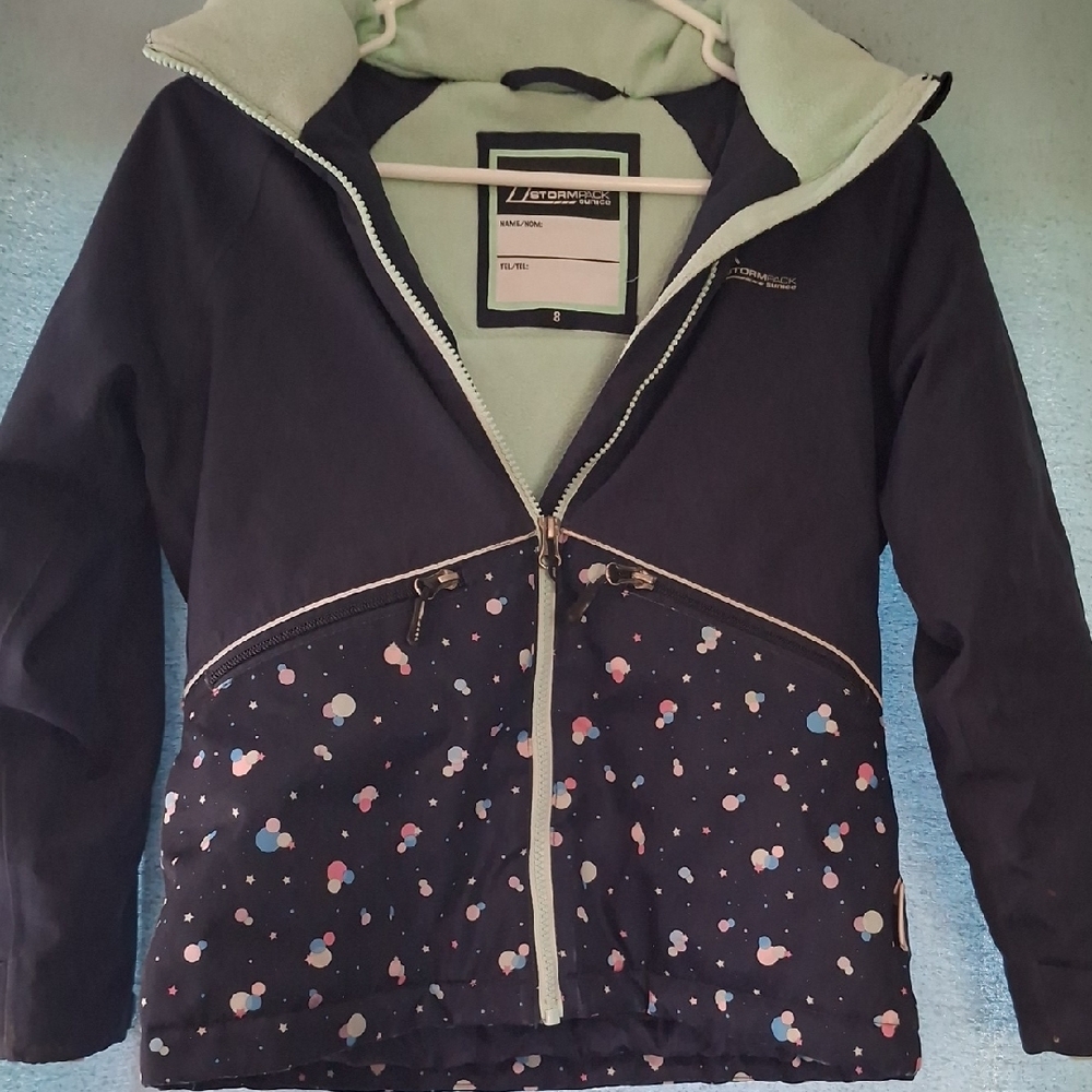 Kids Navy and Mint Raincoat by Letourneau